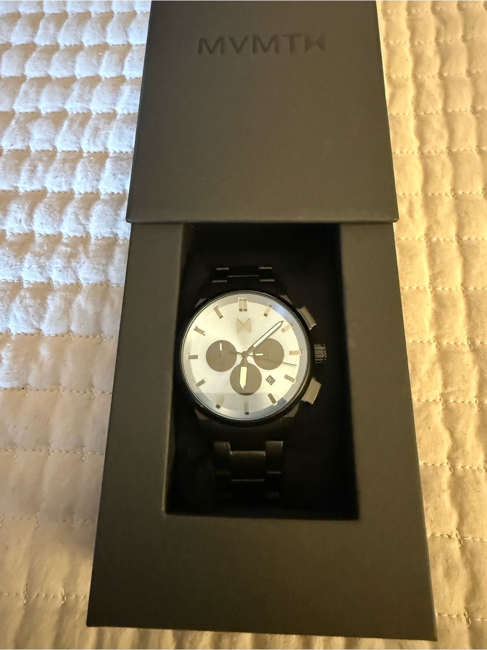 MVMT Black Stainless Watch with Blue Dial and Black Subdials